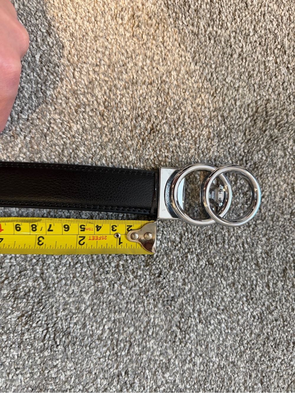 LIKE NEW! Black Leather Women’s Belt with Double Ring Silver Buckle